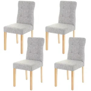 MCW-E58 eetkamerstoel (set van 4), stof/textiel grijs, lichte poten