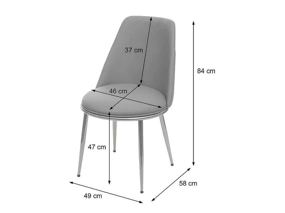 MCW-H28 eetkamerstoel (set van 2), grijs, zwarte poten, fluweel