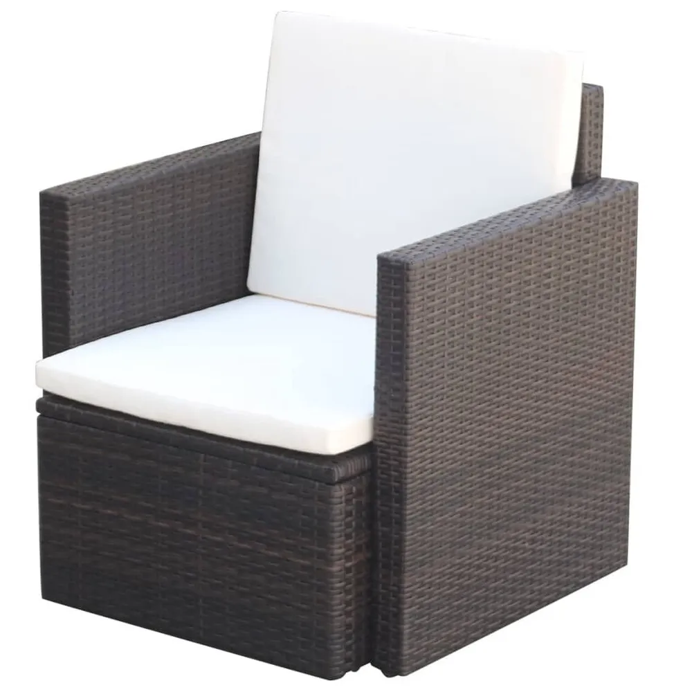 Premium Weerbestendig Tuinstoel met kussens poly rattan bruin