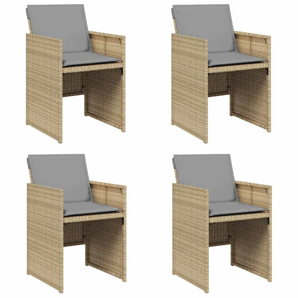 Premium Weerbestendig Tuinstoelen 4 st met kussens poly rattan gemengd ecru