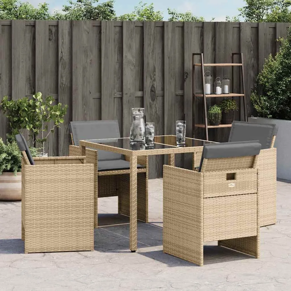 Premium Weerbestendig Tuinstoelen 4 st met kussens poly rattan gemengd ecru