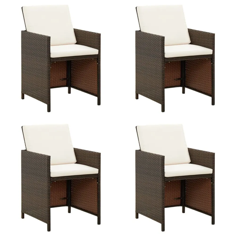 Relax Tuinstoelen 4 st met kussens poly rattan bruin