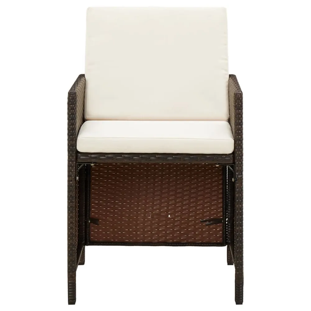 Relax Tuinstoelen 4 st met kussens poly rattan bruin