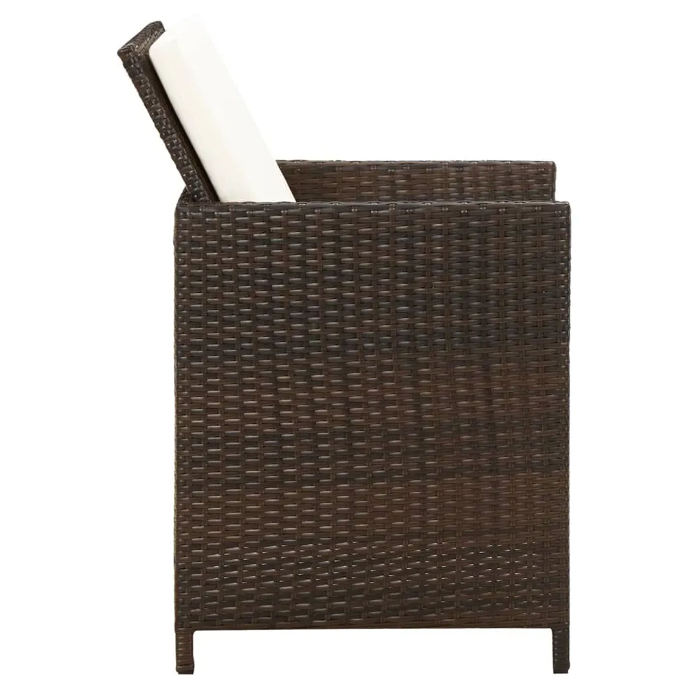 Relax Tuinstoelen 4 st met kussens poly rattan bruin