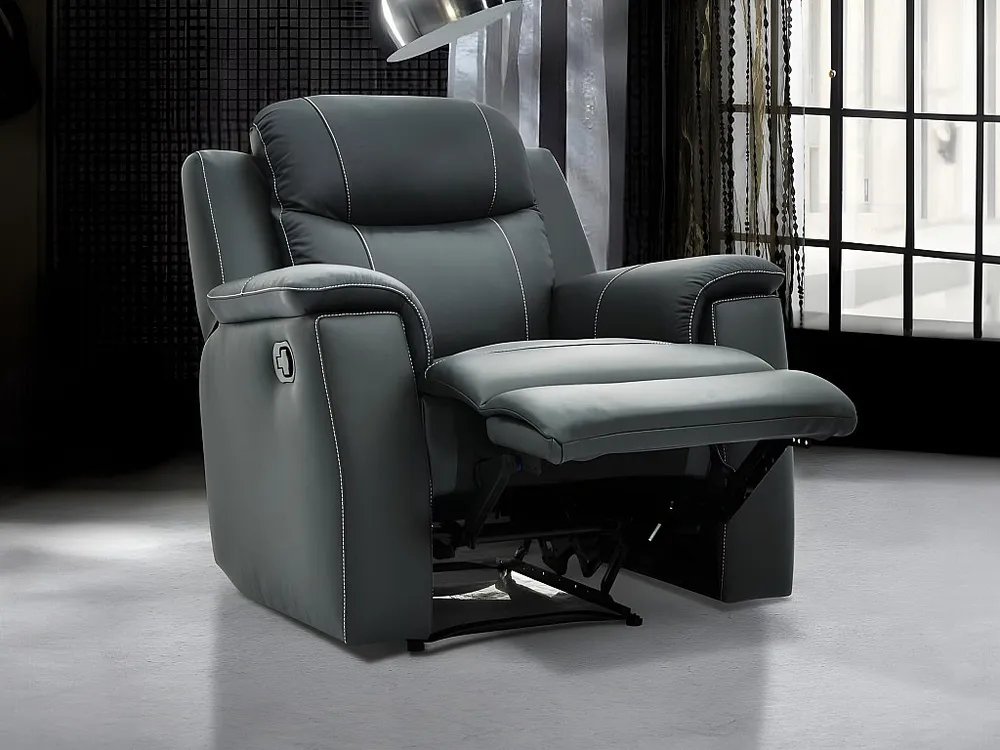 Relaxfauteuil EVASION van leer - grijs