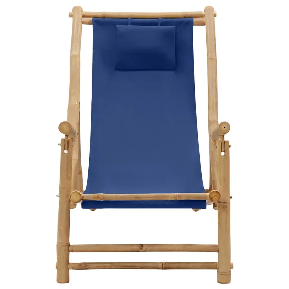 Schommel Terrasstoel bamboe en stevig doek marineblauw