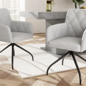 Set van 2 360° draaibare stoelen - fluwelen stof - rugleuning ruitpatroon - Grijs