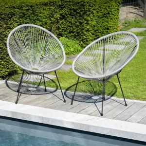 Set van 2 ACAPULCO eierstoelen grijs