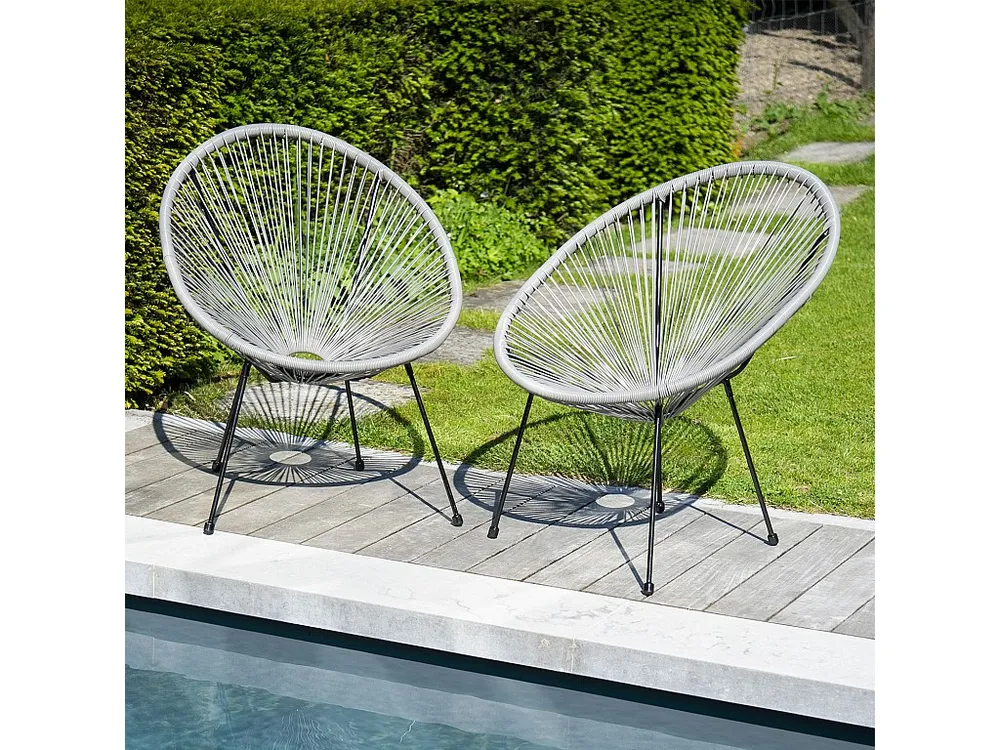 Set van 2 ACAPULCO eierstoelen grijs
