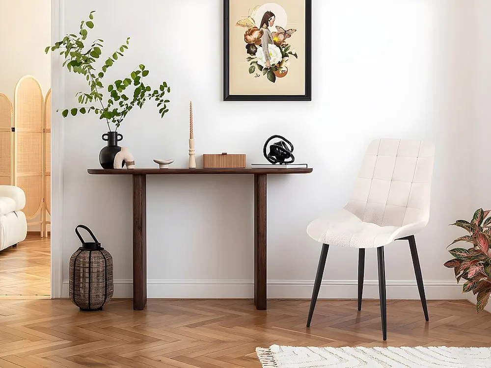 Set van 2 ecru fluwelen "Victoria" eetkamerstoelen