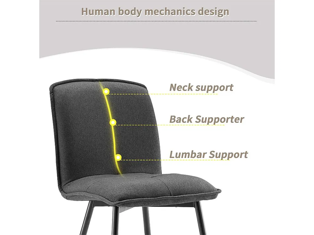 Set van 4 eetkamerstoelen - bekleed met linnen - Grijs