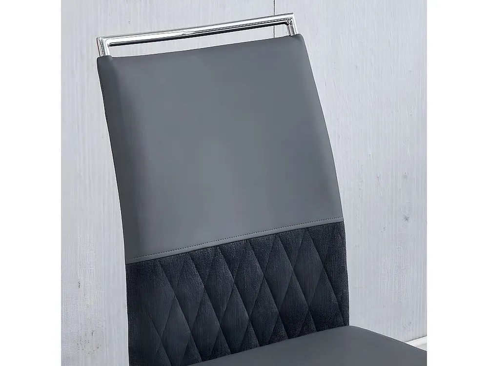 Set van 4 eetkamerstoelen - kunstleer en linnen rugleuning - grijs