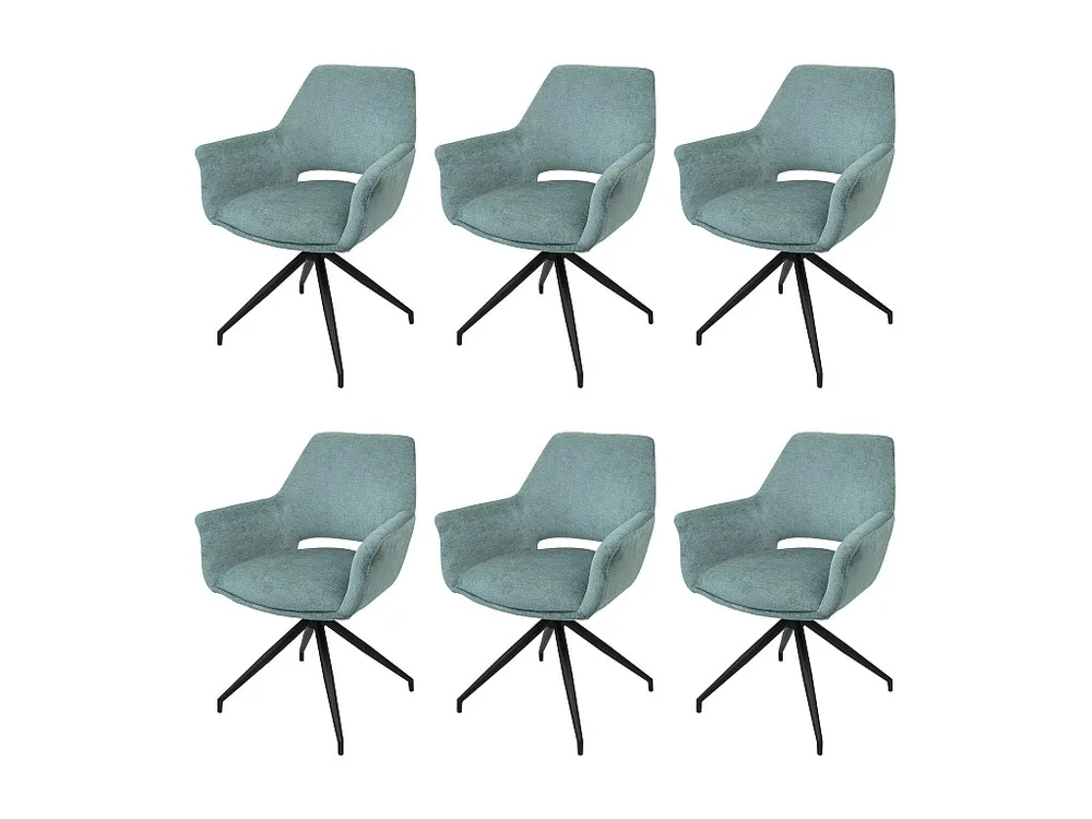 Set van 6 eetkamerstoelen MCW-M53, grijs-blauw
