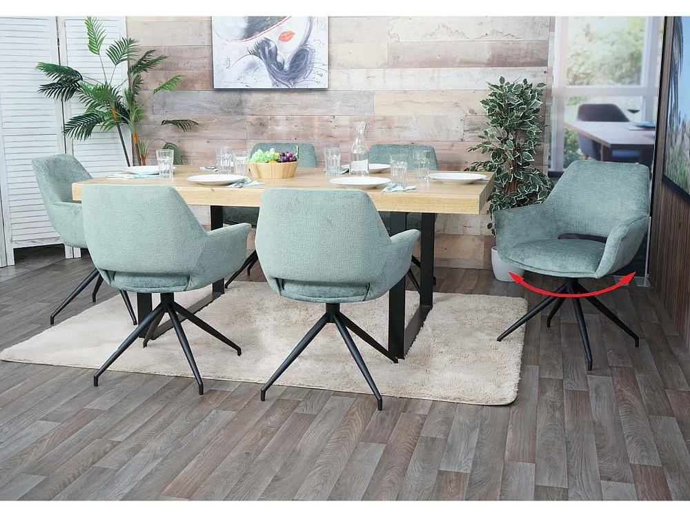 Set van 6 eetkamerstoelen MCW-M53, grijs-blauw