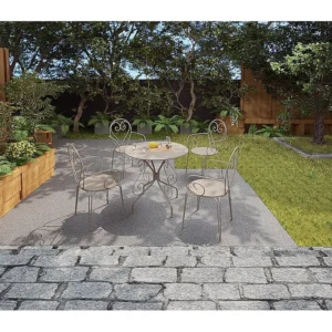 Set van 4 opstapelbare tuinsfauteuils van gietijzer - Natuurtint - GUERMANTES