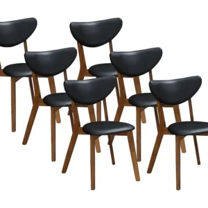 Set van 6 stoelen LISETTE - Hévé hout & kunstleer - zwart