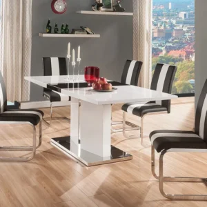 Set van 4 stoelen TRINITY van kunstleer - Zwart en wit