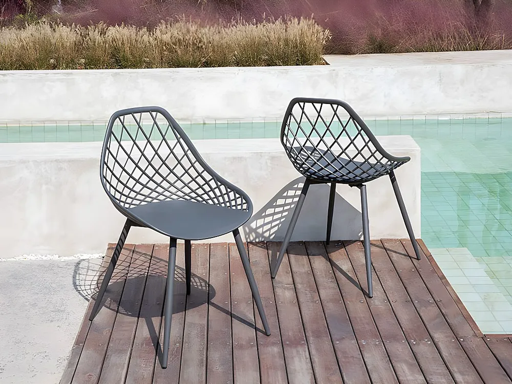 Set van 2 tuinstoelen van polypropyleen MALAGA - Antraciet