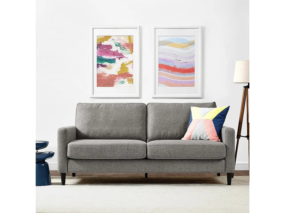 Sofa 3 zits linnenlook stof grijs