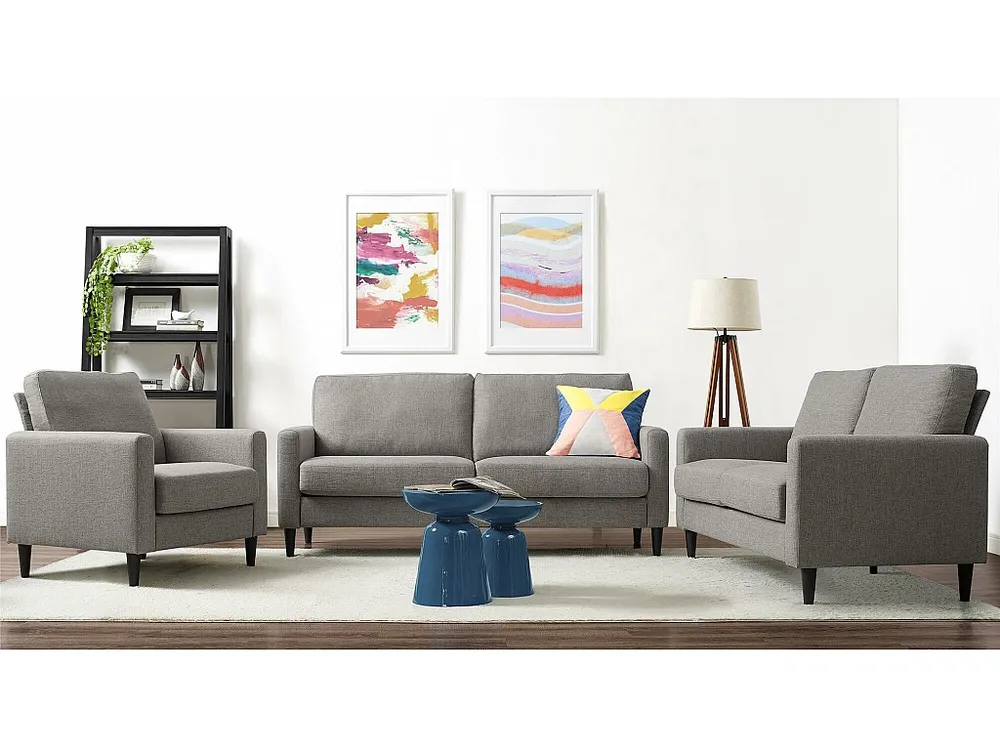 Sofa 3 zits linnenlook stof grijs