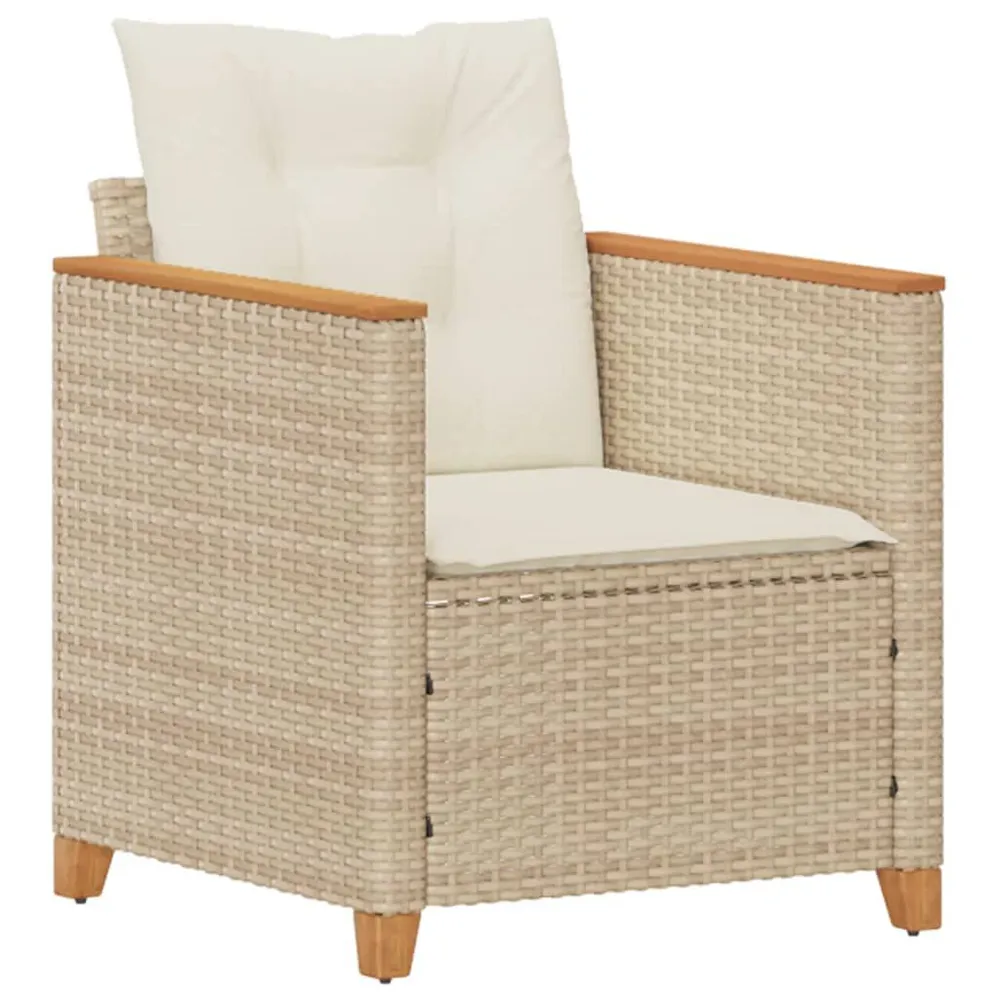 Tuinstoel met kussens poly rattan ecru