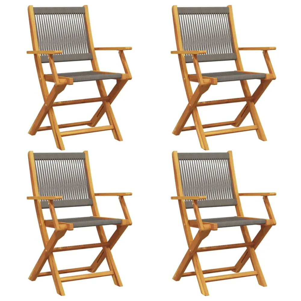 Tuinstoelen 4 st inklapbaar massief acaciahout grijs