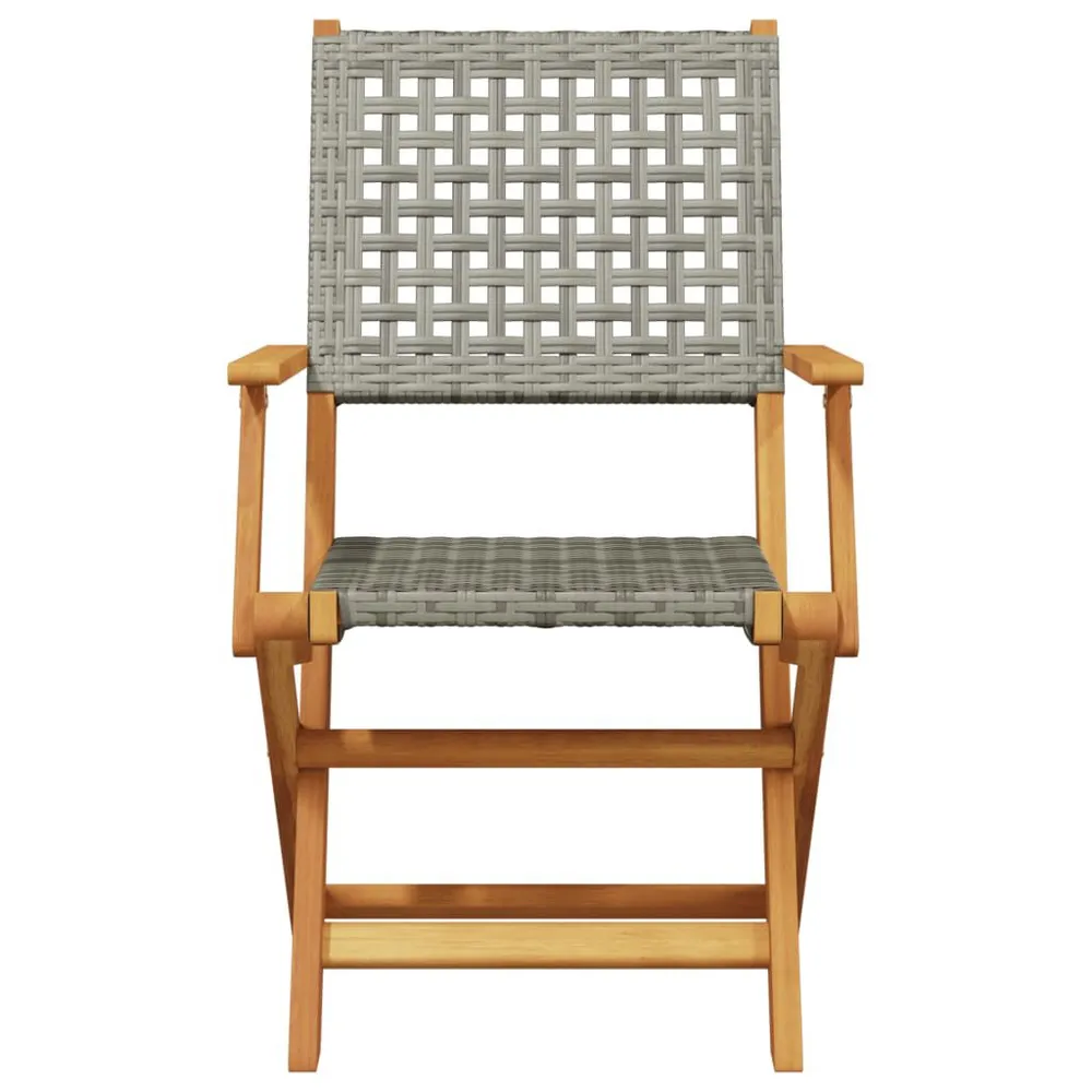 Tuinstoelen 4 st inklapbaar poly rattan en massief hout grijs