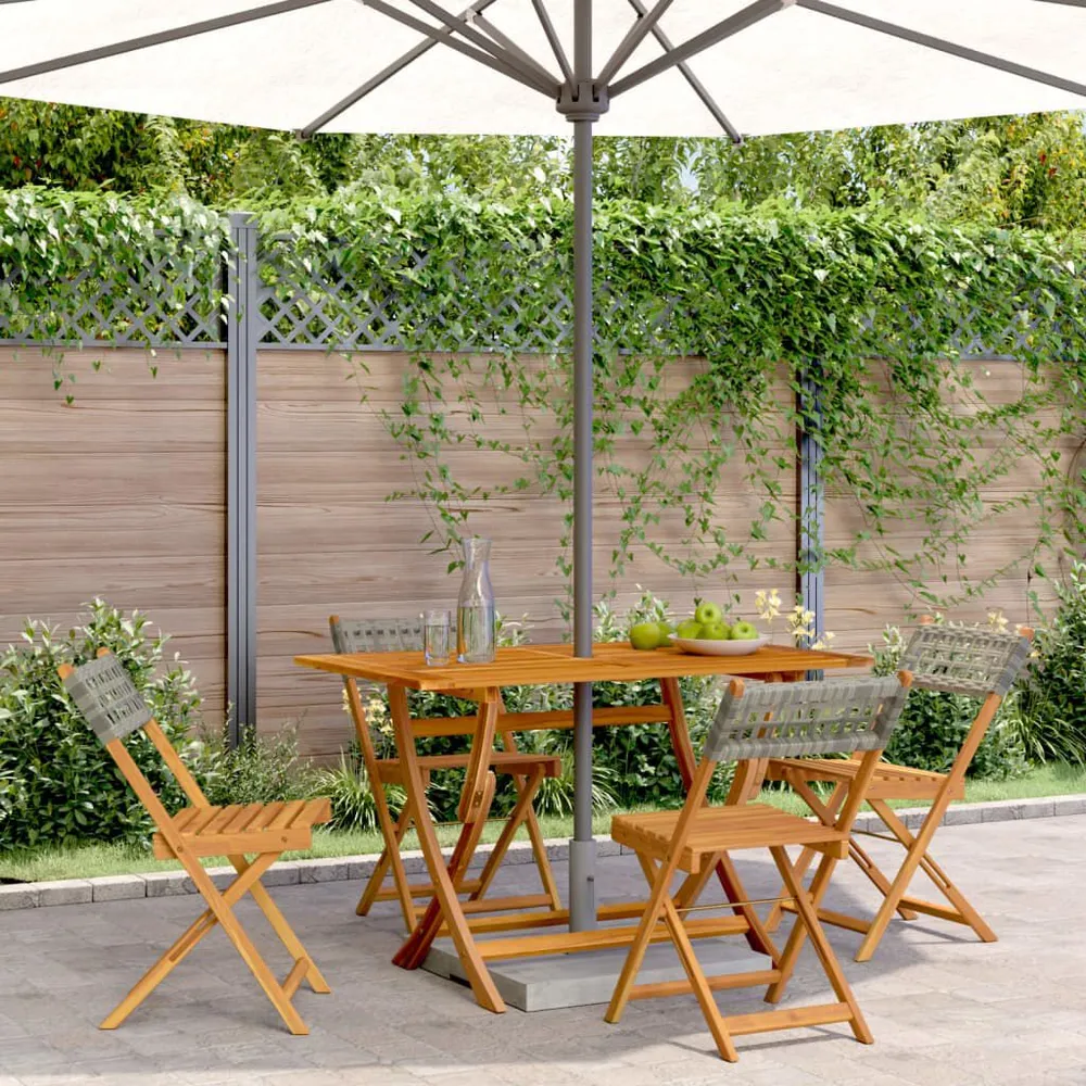 Tuinstoelen 4 st inklapbaar poly rattan en massief hout grijs