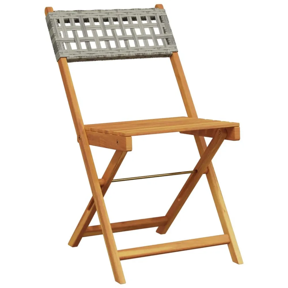 Tuinstoelen 4 st inklapbaar poly rattan en massief hout grijs