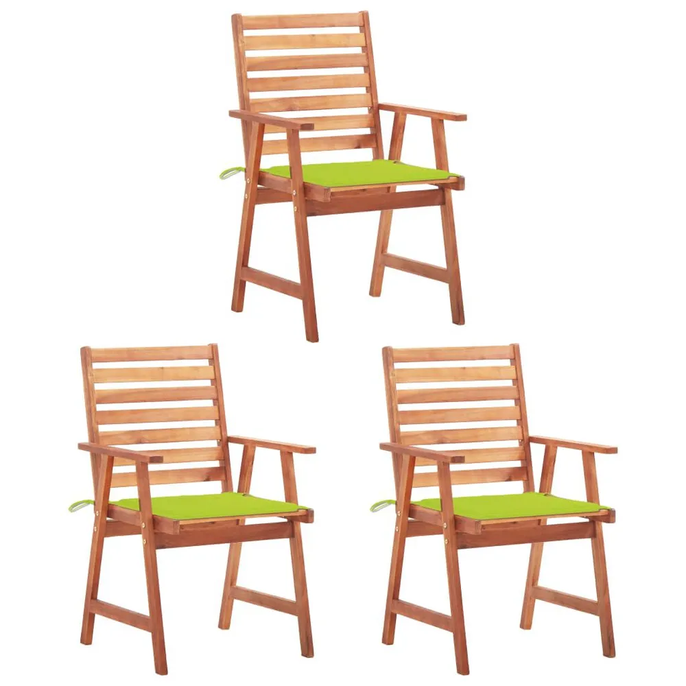 Tuinstoelen 3 st met kussens massief acaciahout Diverse Kleuren Kussens