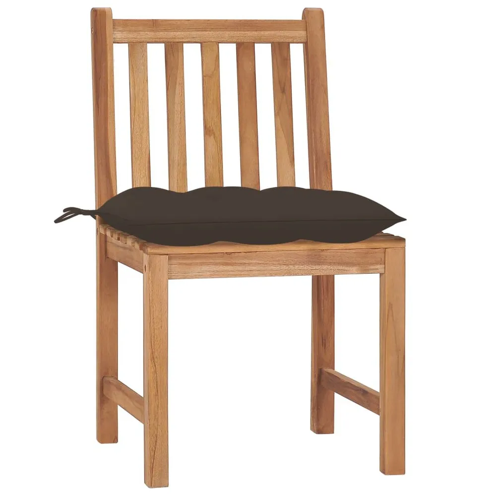 Tuinstoelen 4 st met kussens massief teakhout