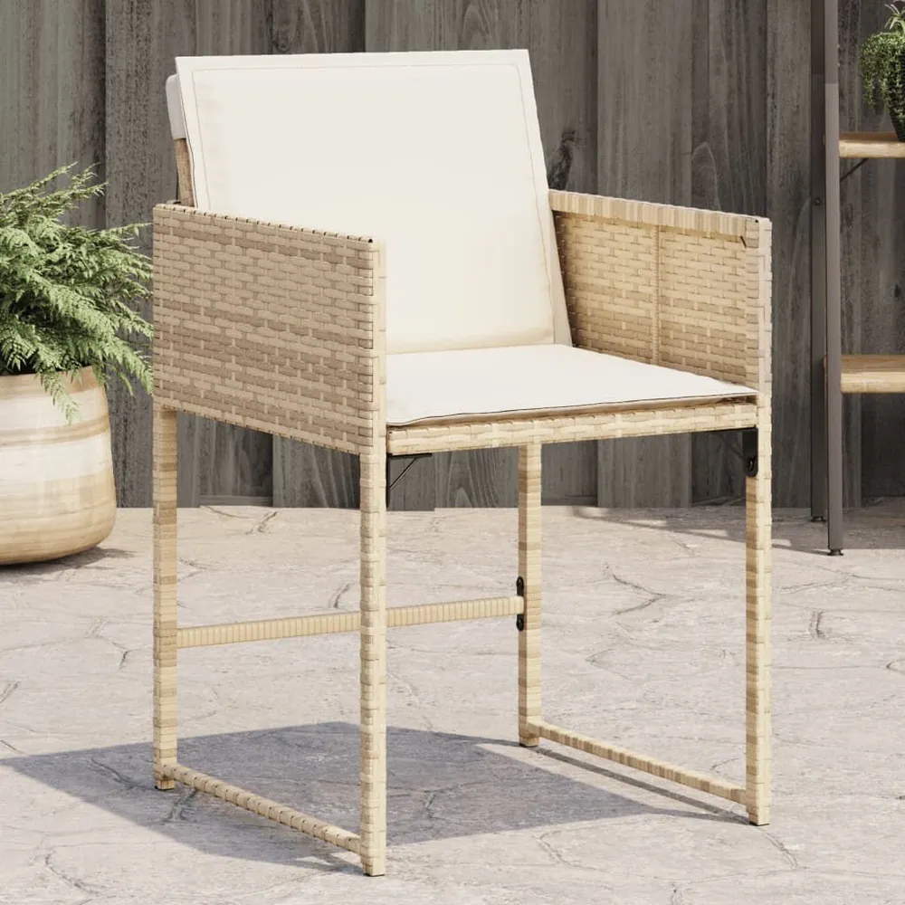 Tuinstoelen 4 st met kussens poly rattan lichtbruin