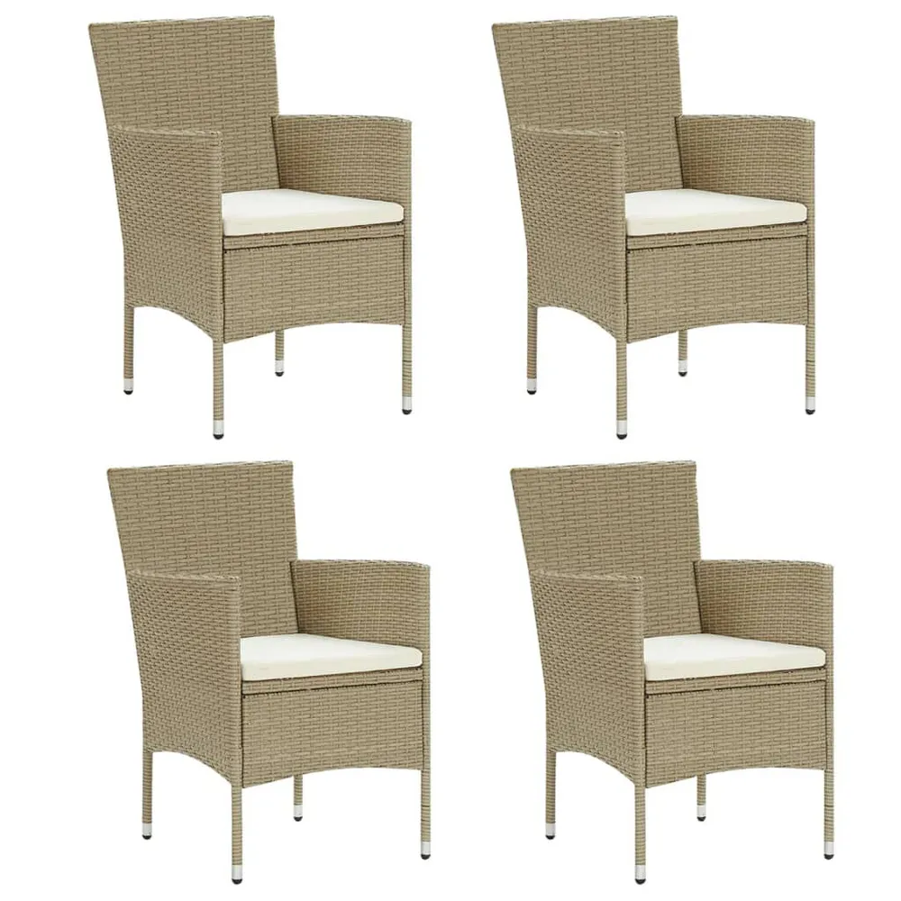 Tuinstoelen 4 st poly rattan natuurtint