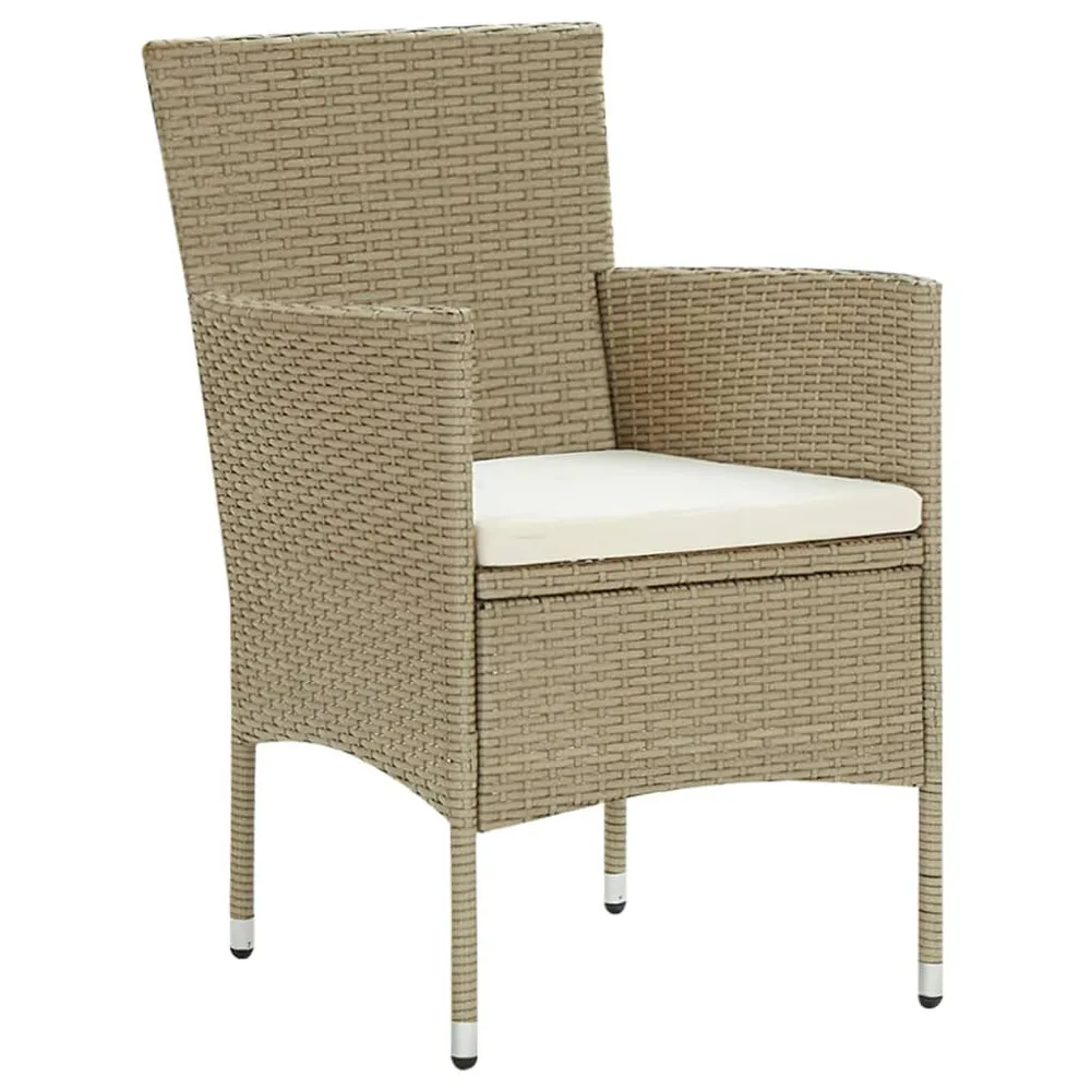 Tuinstoelen 4 st poly rattan natuurtint