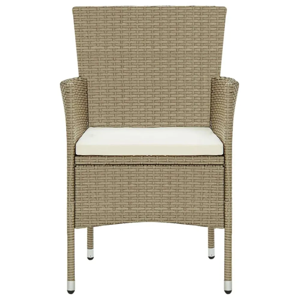 Tuinstoelen 4 st poly rattan natuurtint