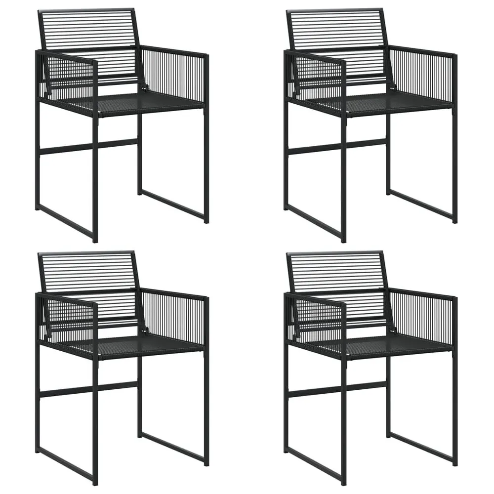 Tuinstoelen 4 st poly rattan zwart met Verstelbare Rugleuning