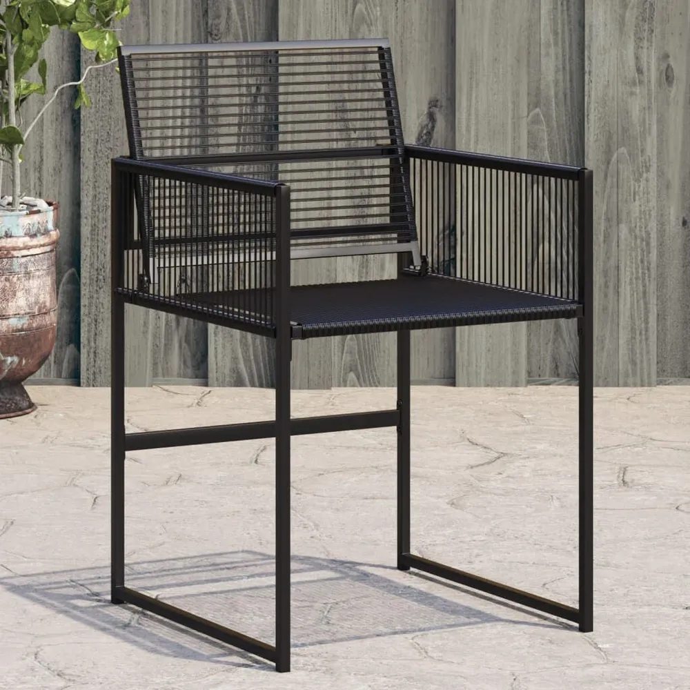 Tuinstoelen 4 st poly rattan zwart met Verstelbare Rugleuning