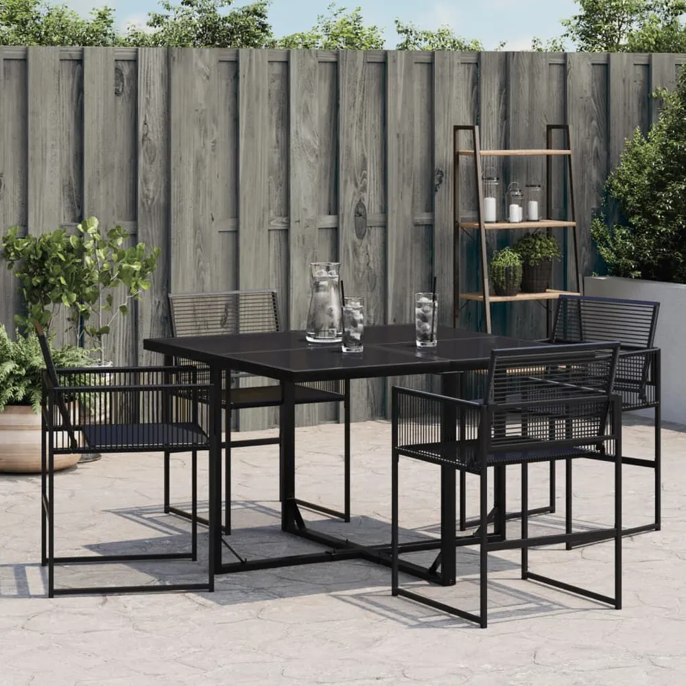 Tuinstoelen 4 st poly rattan zwart met Verstelbare Rugleuning