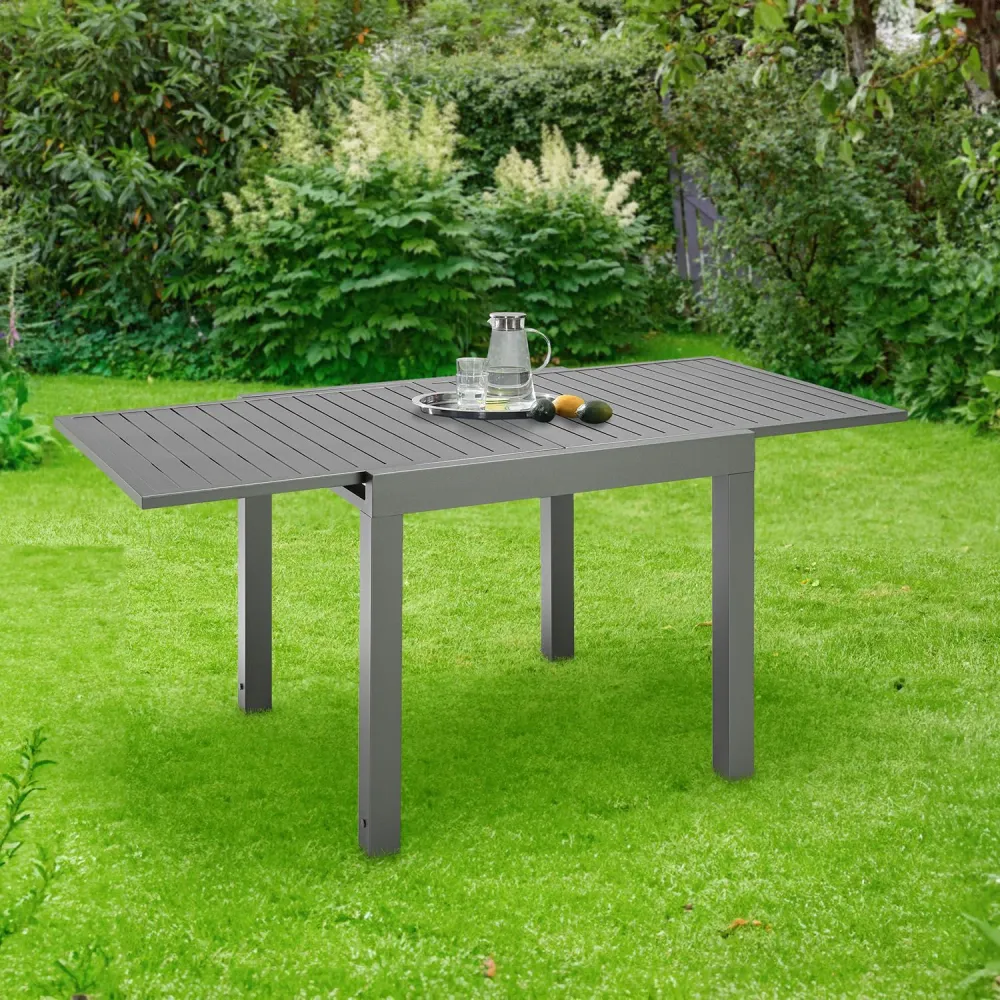 Uitklapbare Tuintafel Laki - 70 x 70 cm - Antraciet - Aluminium Hosel