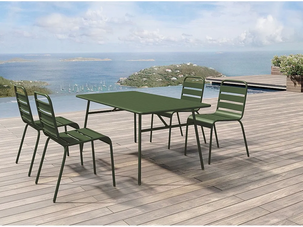 Tuintafel van metaal - L160 cm - Kaki - MIRMANDE MYLIA