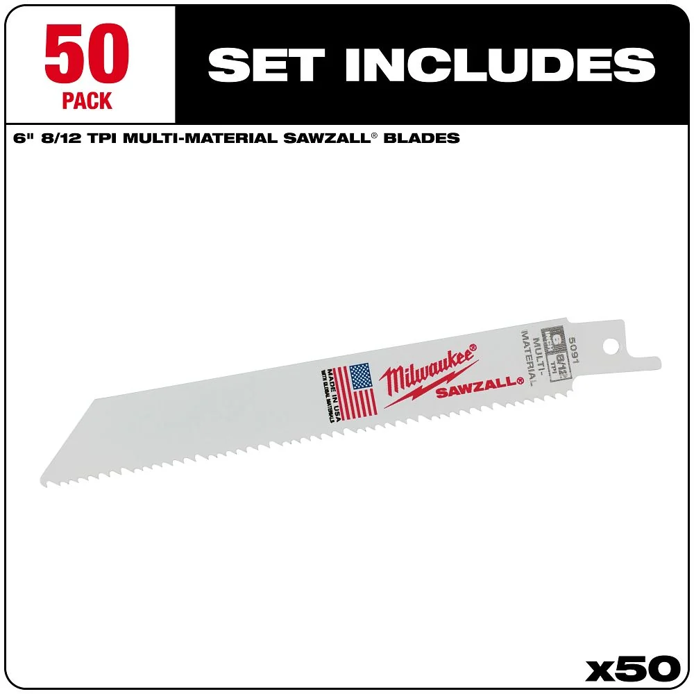 Tuin Schop Milwaukee Tools 6" 8/12 TPI Sawzall® Blades (50) 48-01-6091