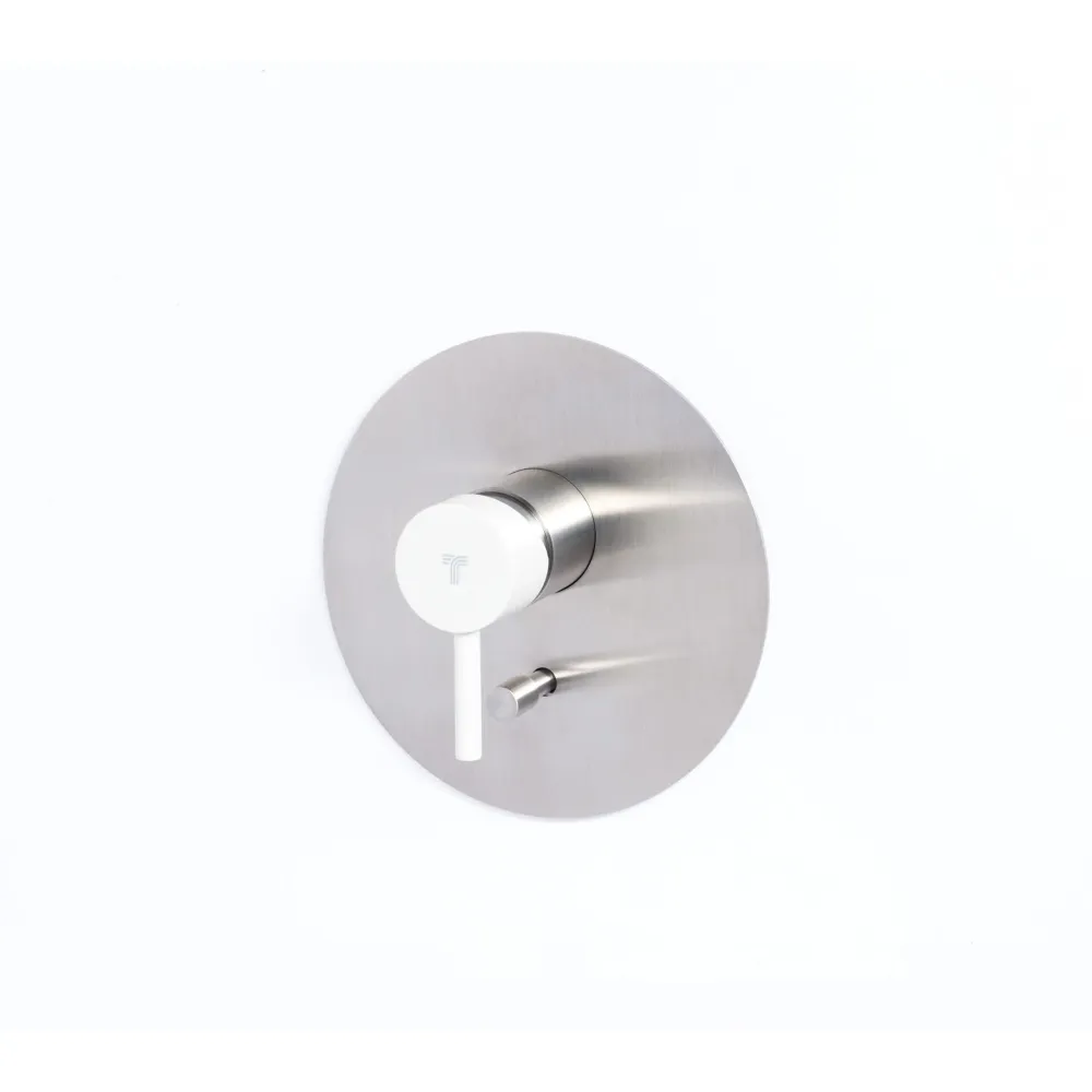 Built- shower mixer tap two-way diverter corrosiebestendig steel Brushed finish Pearl color handle Tubico Colorado