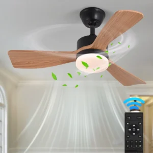 3 Blad Plafondventilator - Moderne LED Ventilator Lamp - 6 Snelheden - Hoogte Verstelbaar - Afstandsbediening - 90 cm - Br...