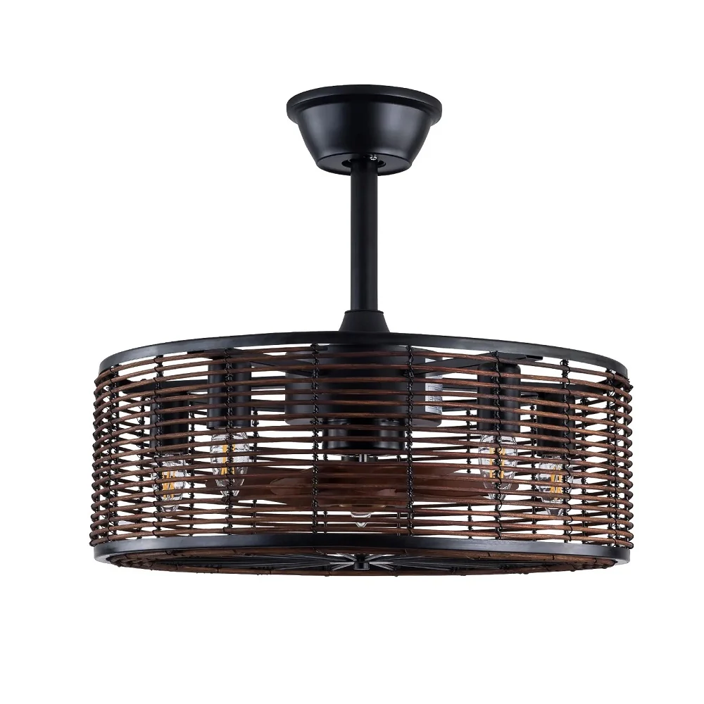 LuxiLamps - Kooi Ventilator - Moderne Plafondventilator - Zwart Transparant - 3 Snelheden - 48 cm - Dimbaar Met Afstandsbe...