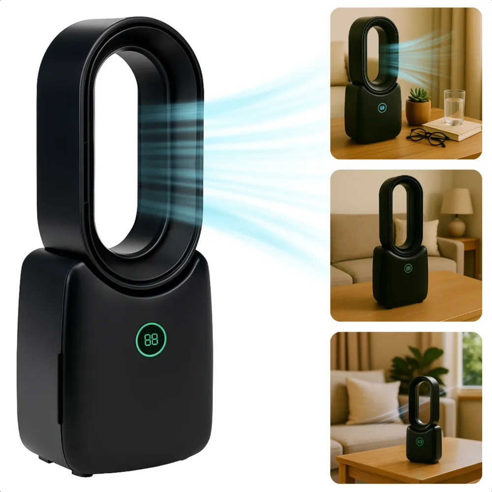 Cheqo® Bladloze Tafelventilator - Tafel Ventilator - Stil & Compact - Airco Alternatief - Fan - Ideaal Voor Kantoor & Bure...