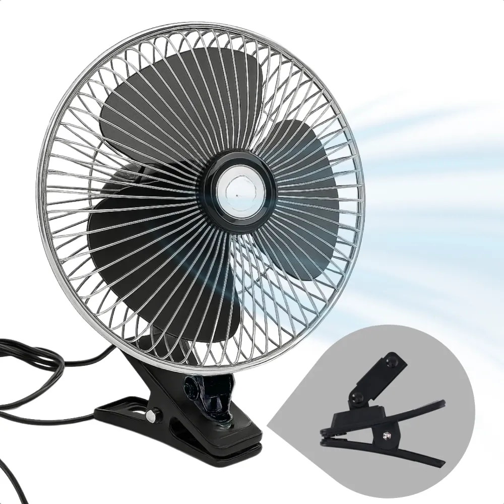 Cheqo® Clip Mini Ventilator - Portable Ventilator - Fan - 24V - Zilver - Voor Auto en Vrachtwagen
