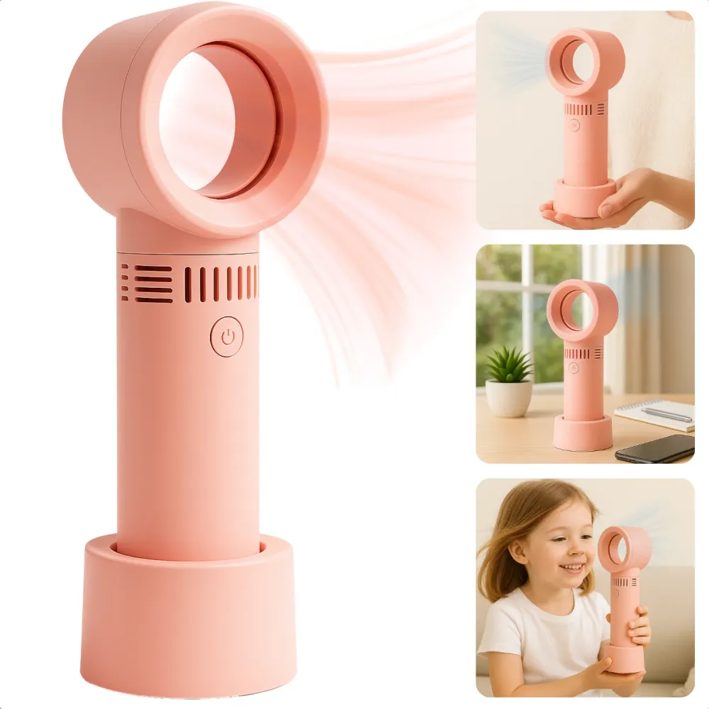 Cheqo® Draagbare Handventilator - Draagbare Ventilator - Bureau Ventilator - Tafelventilator - Waaier - Bladloze Ventilato...