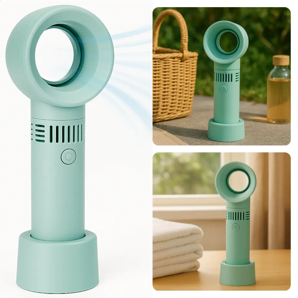 Cheqo® Draagbare Handventilator - Draagbare Ventilator - Bureau Ventilator - Tafelventilator - Waaier - Bladloze Ventilato...