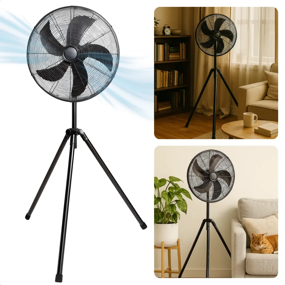 Cheqo® Luxe Driepoot Statiefventilator - Ventilator - Fan - Airco Alternatief - Zilver - Oscillerend & Verstelbaar - Voor...