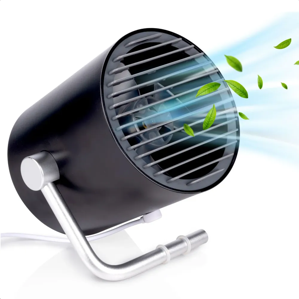 Cheqo® Mini USB Tafel Ventilator Zwart - Airco Alternatief - Compact en Stil - Ideaal voor Bureau en Kantoor - Tafelventil...